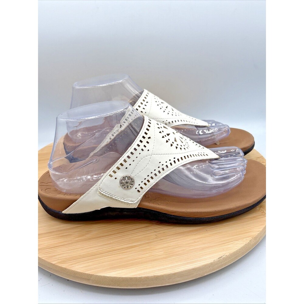 Rockport Ridge Slide Sandals Women 8 White Laser Cut Adjustable Comfort Thong - Picture 6 of 11